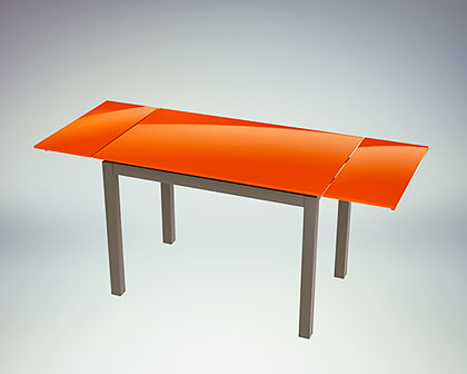 coloured glass and metal finish extendible table