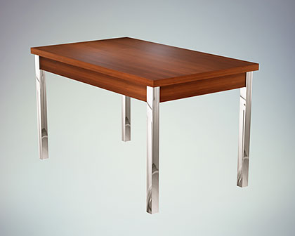 kitchen table with wood and chrome finishing